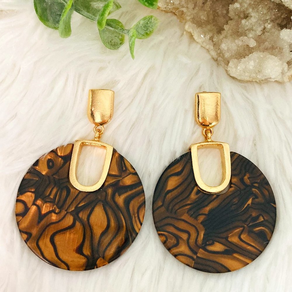 Acetate Acrylic round circle disk earrings